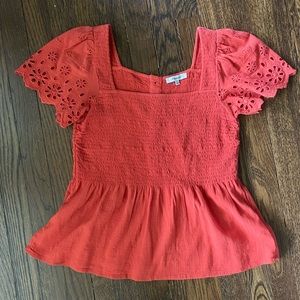 Madewell summer red peplum top